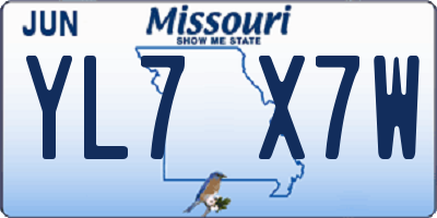 MO license plate YL7X7W