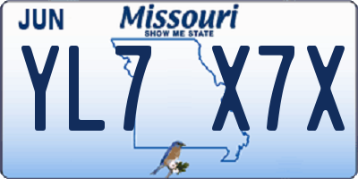 MO license plate YL7X7X