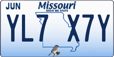 MO license plate YL7X7Y