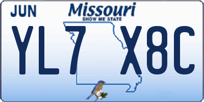 MO license plate YL7X8C