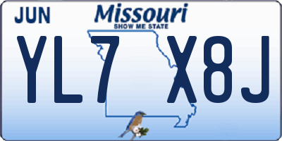 MO license plate YL7X8J