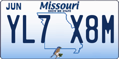 MO license plate YL7X8M