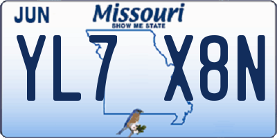 MO license plate YL7X8N