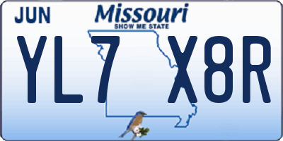 MO license plate YL7X8R