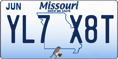 MO license plate YL7X8T