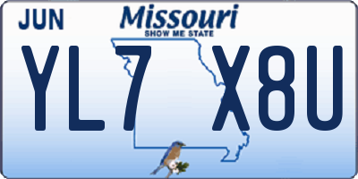 MO license plate YL7X8U