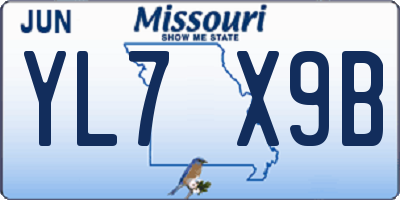 MO license plate YL7X9B