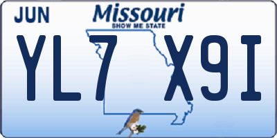 MO license plate YL7X9I