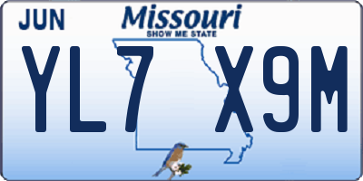 MO license plate YL7X9M