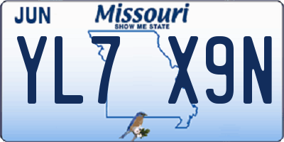 MO license plate YL7X9N