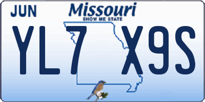 MO license plate YL7X9S