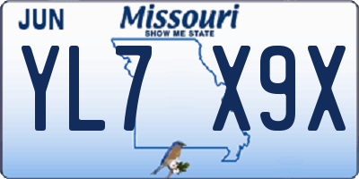 MO license plate YL7X9X