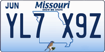 MO license plate YL7X9Z