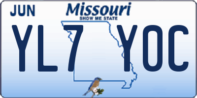 MO license plate YL7Y0C