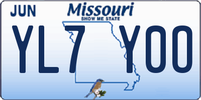 MO license plate YL7Y0O