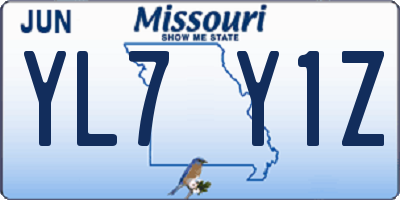 MO license plate YL7Y1Z