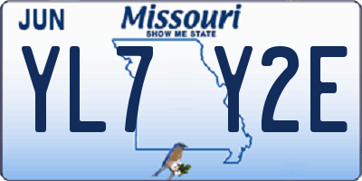 MO license plate YL7Y2E