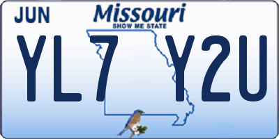 MO license plate YL7Y2U