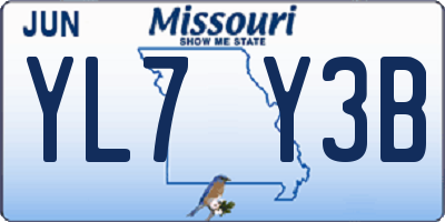 MO license plate YL7Y3B