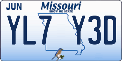MO license plate YL7Y3D
