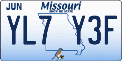 MO license plate YL7Y3F