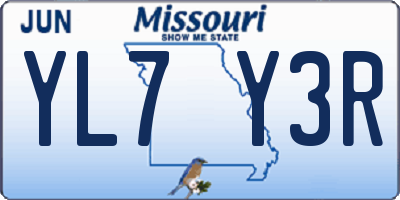 MO license plate YL7Y3R