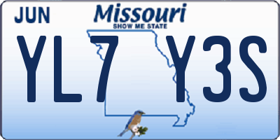 MO license plate YL7Y3S