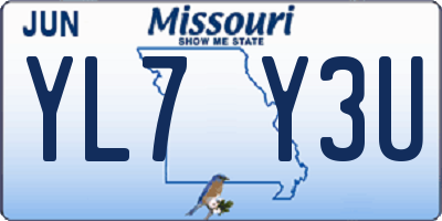 MO license plate YL7Y3U
