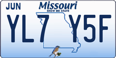 MO license plate YL7Y5F
