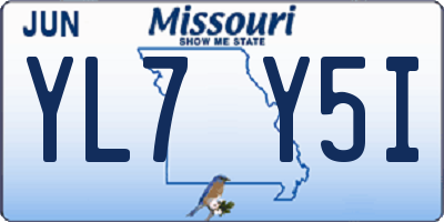 MO license plate YL7Y5I
