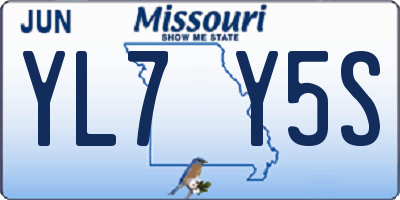 MO license plate YL7Y5S