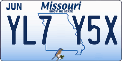 MO license plate YL7Y5X