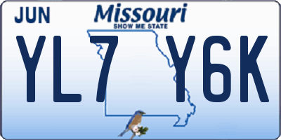 MO license plate YL7Y6K