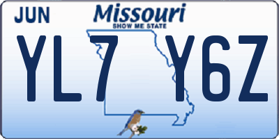 MO license plate YL7Y6Z