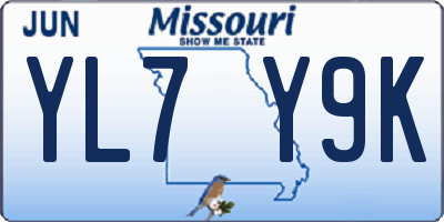 MO license plate YL7Y9K