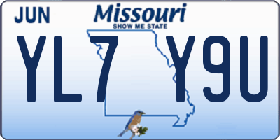 MO license plate YL7Y9U