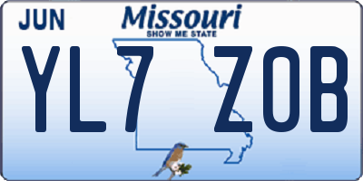 MO license plate YL7Z0B