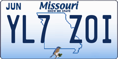 MO license plate YL7Z0I
