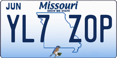 MO license plate YL7Z0P