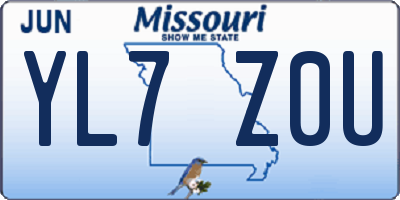 MO license plate YL7Z0U