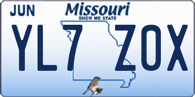 MO license plate YL7Z0X
