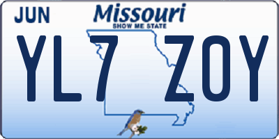 MO license plate YL7Z0Y
