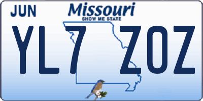MO license plate YL7Z0Z