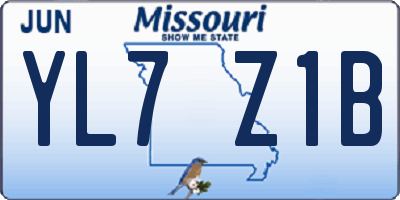 MO license plate YL7Z1B
