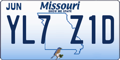 MO license plate YL7Z1D