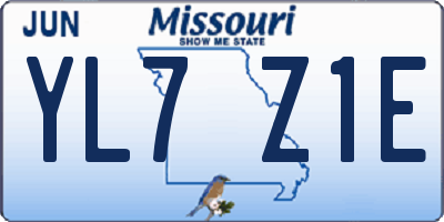 MO license plate YL7Z1E