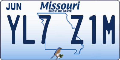 MO license plate YL7Z1M