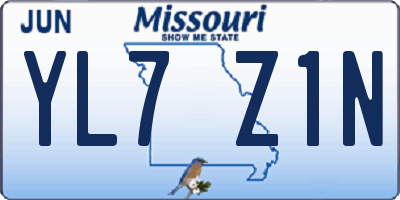 MO license plate YL7Z1N