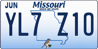 MO license plate YL7Z1O