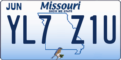 MO license plate YL7Z1U
